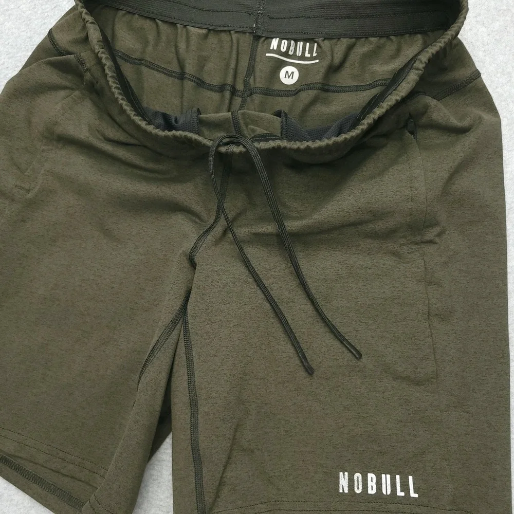 NOBULL Shorts Mens M Green Stretch Zip Pocket Running Training Athletic Gym‎